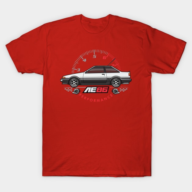 white AE86 Performance T-Shirt by JRCustoms44